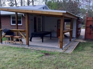 A newly built covered patio featuring, showcasing handyman services in Sneads Ferry, NC.