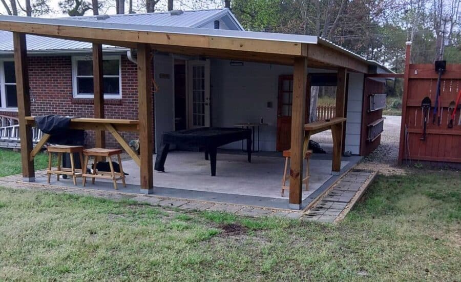 A newly built covered patio featuring, showcasing handyman services in Sneads Ferry, NC.